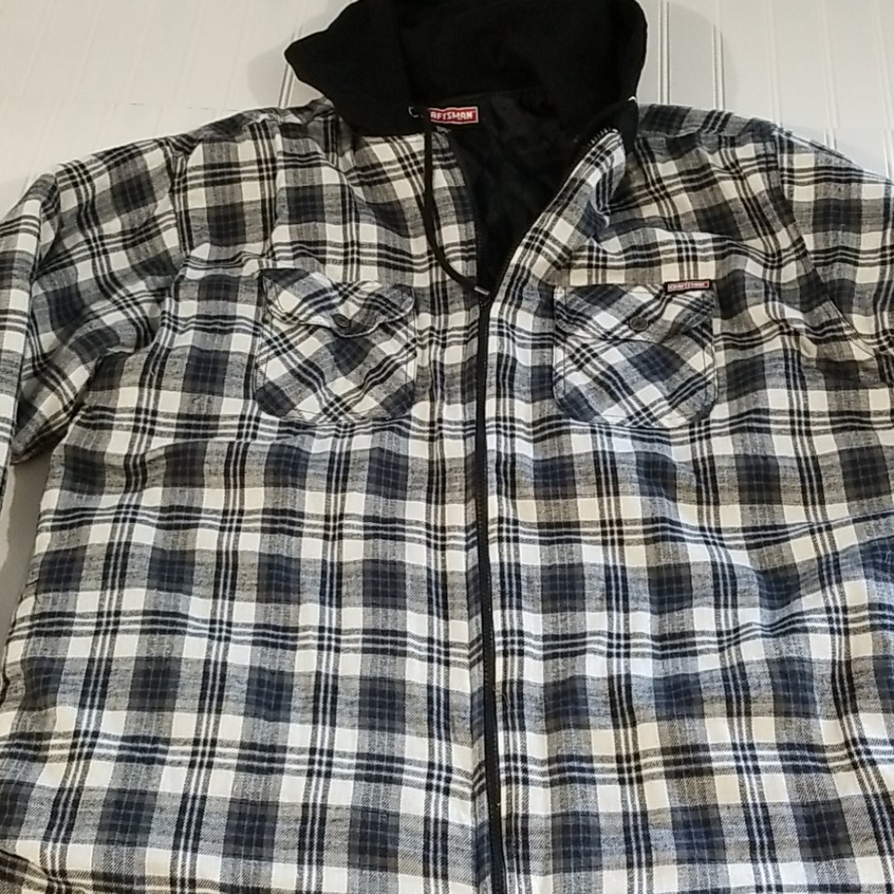 Craftsman zip up fleece hoodie with quilted inside